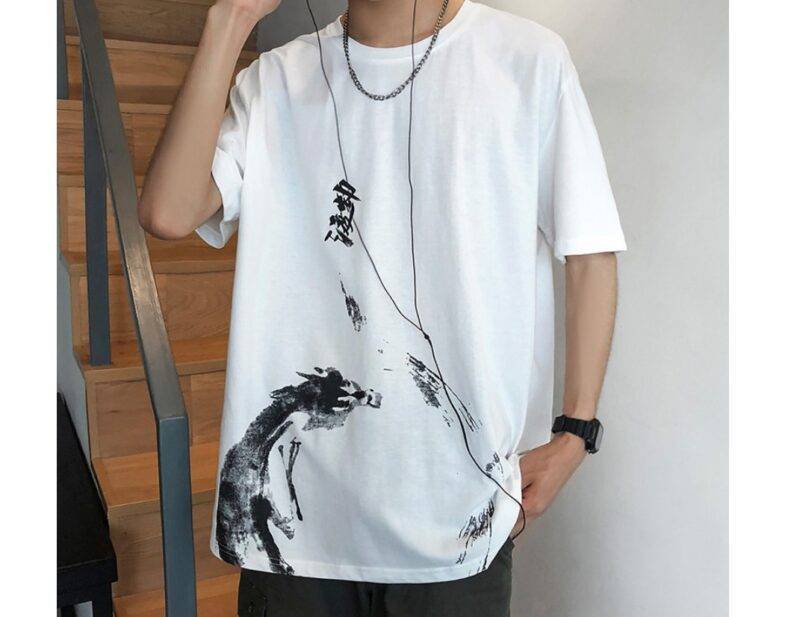 Men’s Japanese Style Print T-Shirt Clothing & Apparel Men's Fashion cb5feb1b7314637725a2e7: Black|Gray|White