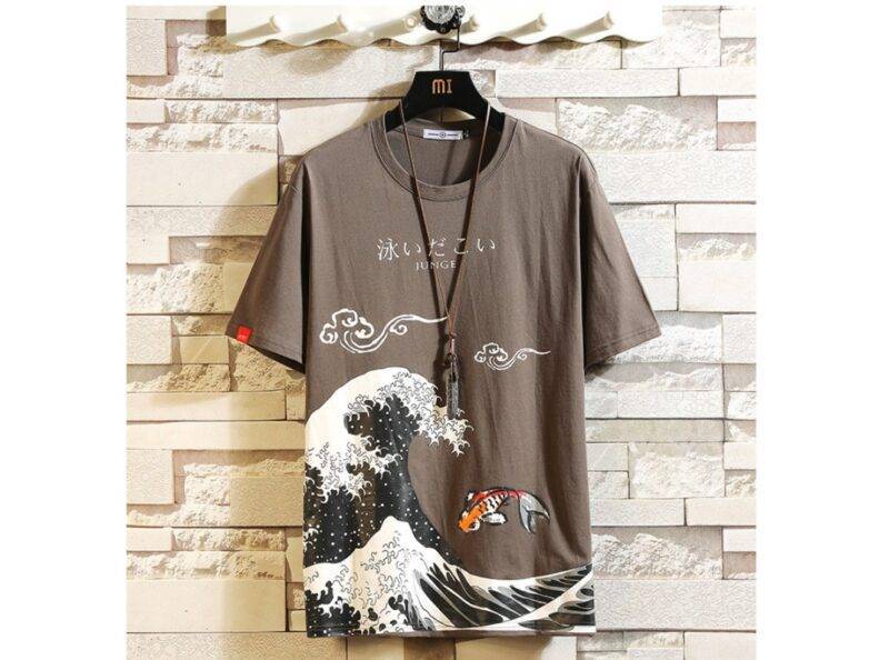 Men’s Japanese Style Print T-Shirt Clothing & Apparel Men's Fashion cb5feb1b7314637725a2e7: Black|Gray|White