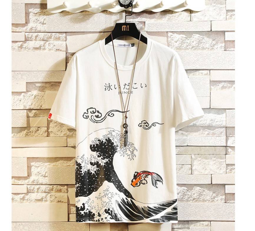 Men’s Japanese Style Print T-Shirt Clothing & Apparel Men's Fashion cb5feb1b7314637725a2e7: Black|Gray|White