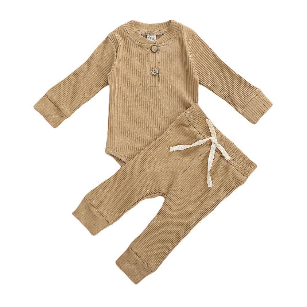 Baby Solid Clothes Long Sleeve Romper and Pants Set Clothing & Apparel Mother & Kids cb5feb1b7314637725a2e7: Blue|Coffee|Gray|Green|Red