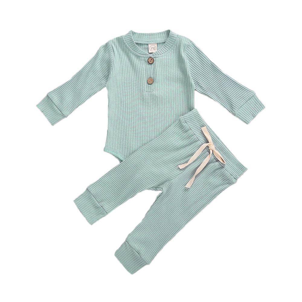 Baby Solid Clothes Long Sleeve Romper and Pants Set Clothing & Apparel Mother & Kids cb5feb1b7314637725a2e7: Blue|Coffee|Gray|Green|Red