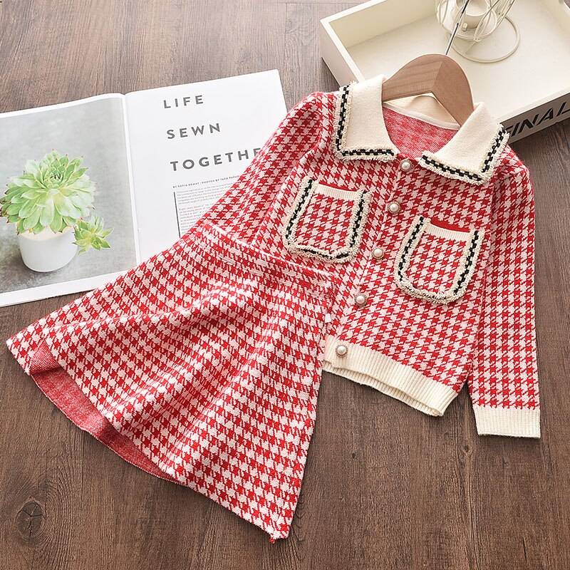 Girl's Warm Autumn Clothes Set with Skirt