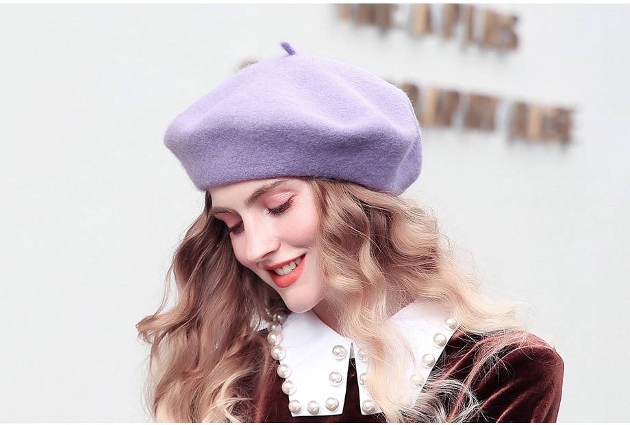 Women's Solid Color Wool Beret Hat