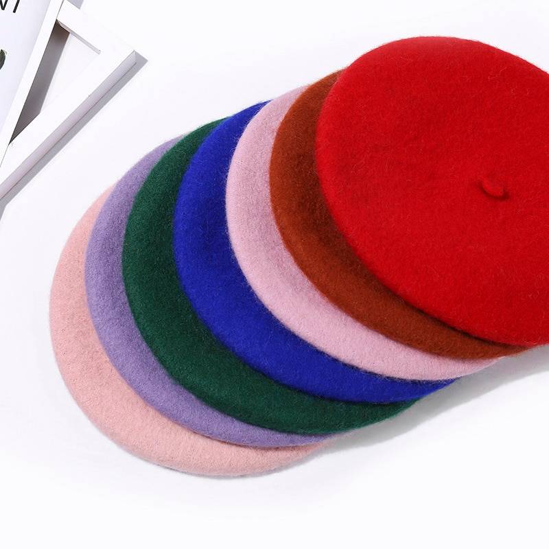 Women’s Solid Color Wool Beret Hat Accessories Clothing & Apparel Hats cb5feb1b7314637725a2e7: Beige|Black|Coffee|Dark Wine|Fruit Green|Grass Green|Green|Grey|Khaki|Light Purple|Navy|Pink|Red|Sky Blue|Turmeric