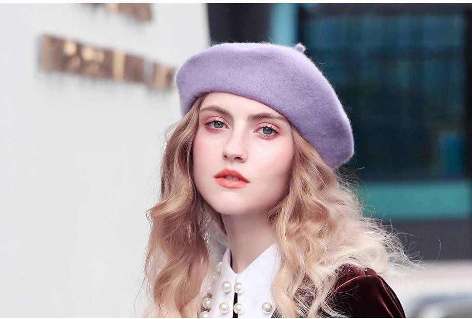 Women's Solid Color Wool Beret Hat