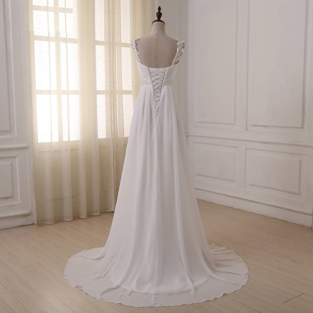 Delicate Chiffon Wedding Dress Bridal Wedding cb5feb1b7314637725a2e7: Ivory|White