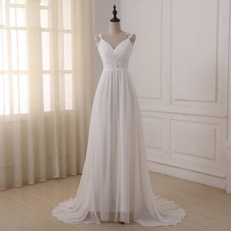 Delicate Chiffon Wedding Dress Bridal Wedding cb5feb1b7314637725a2e7: Ivory|White