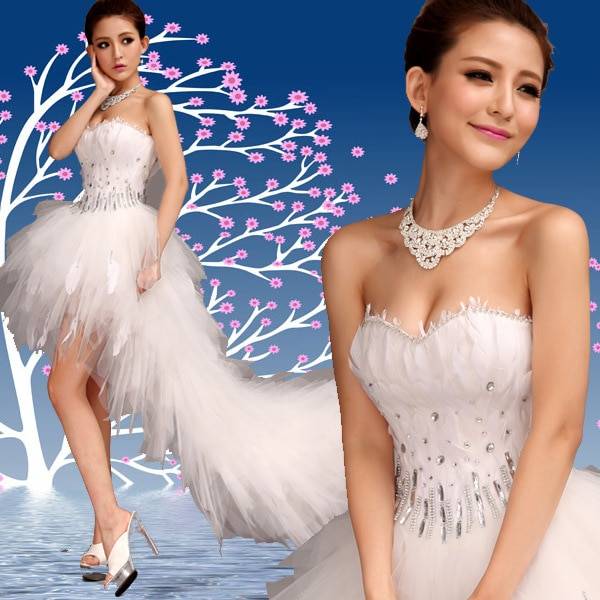 Strapless Front Short Wedding Dress for Women Bridal Wedding cb5feb1b7314637725a2e7: Red|White