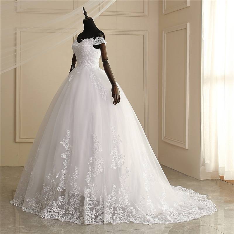 Luxury Off Shoulder Wedding Dress for Women Bridal Wedding cb5feb1b7314637725a2e7: Ivory|White