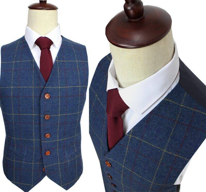 Men’s Classic Blue Checkered Groom Suit Groom Wedding 6f6cb72d544962fa333e2e: L|M|S|XL|XS|XXL|XXXL
