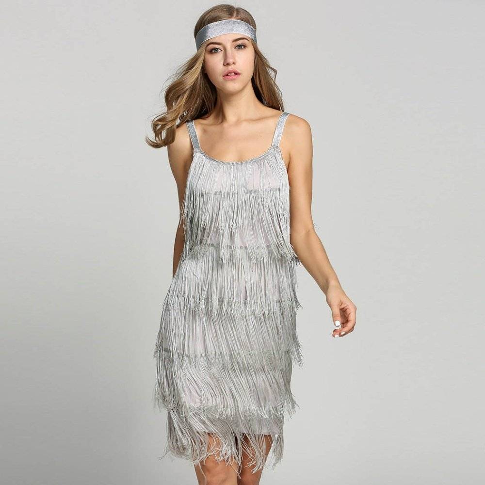 Women’s Flapper Mini Dress with Headband Party Wear Wedding cb5feb1b7314637725a2e7: Black|Grey|White