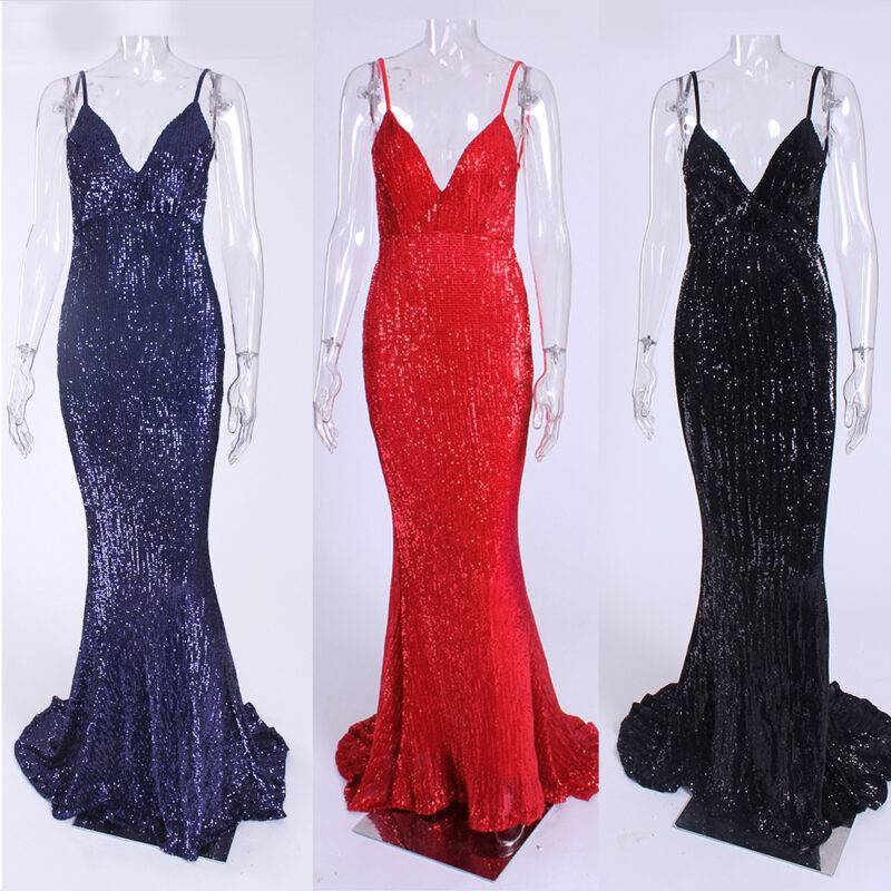 V Neck Sequined Maxi Cocktail Dresses Party Wear Wedding cb5feb1b7314637725a2e7: Black|Burgundy|Gold|Green|Red|Silver
