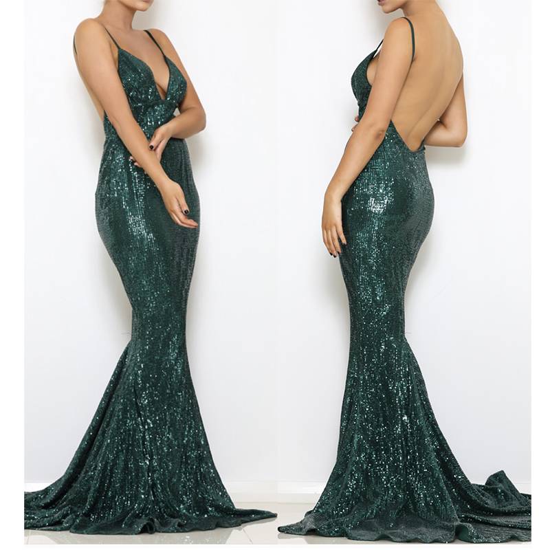V Neck Sequined Maxi Cocktail Dresses Party Wear Wedding cb5feb1b7314637725a2e7: Black|Burgundy|Gold|Green|Red|Silver