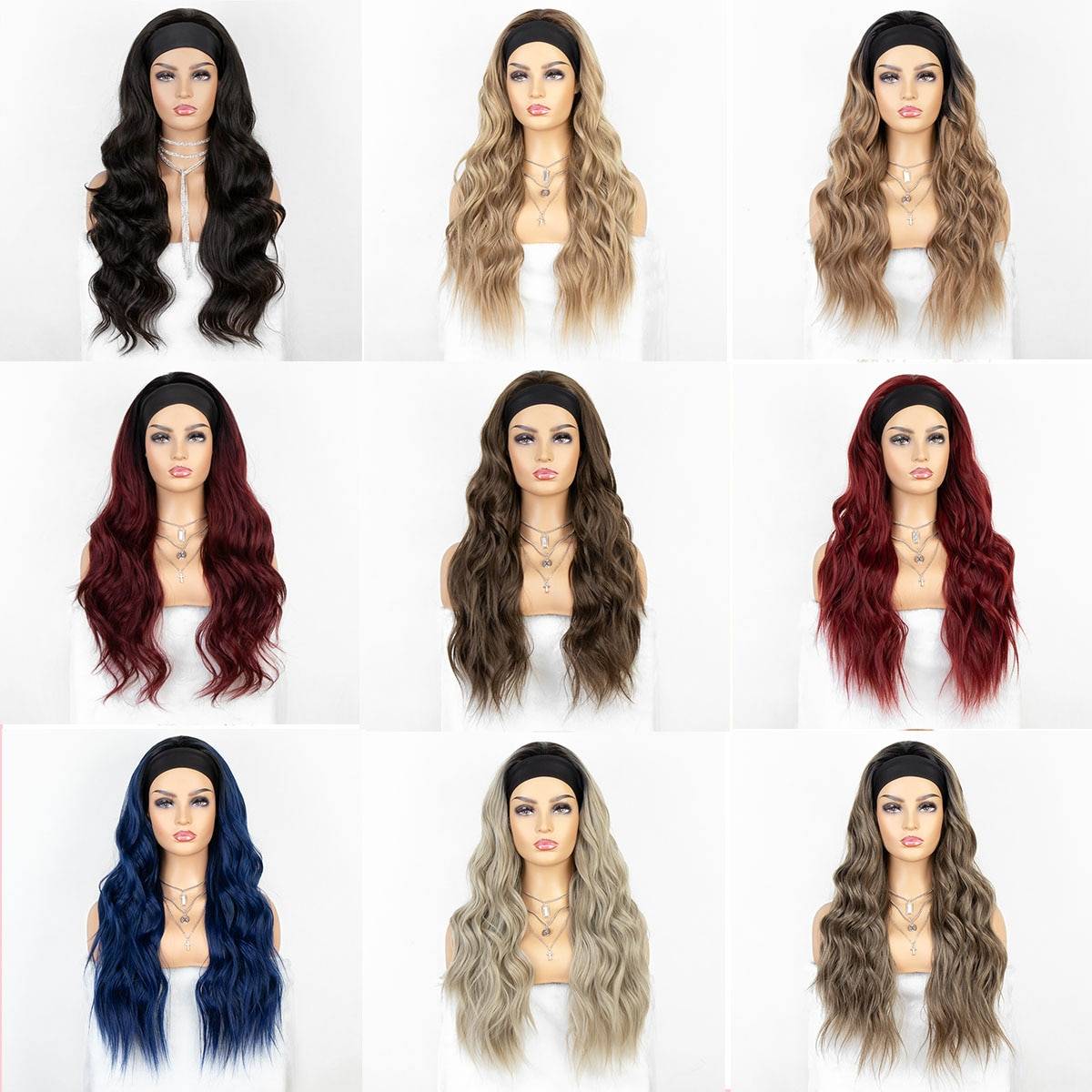 Women’s Long Wavy Synthetic Headband Wig Beauty & Wellness Hair Extensions & Wigs cb5feb1b7314637725a2e7: B 3|Black|Blue|brown 1|brown 2|Golden|Golden 2|Red|Wine Red