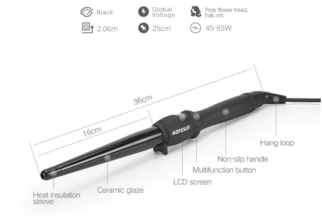 Ceramic Hair Curling Iron Beauty & Wellness Hair Care 6f6cb72d544962fa333e2e: L|M|S