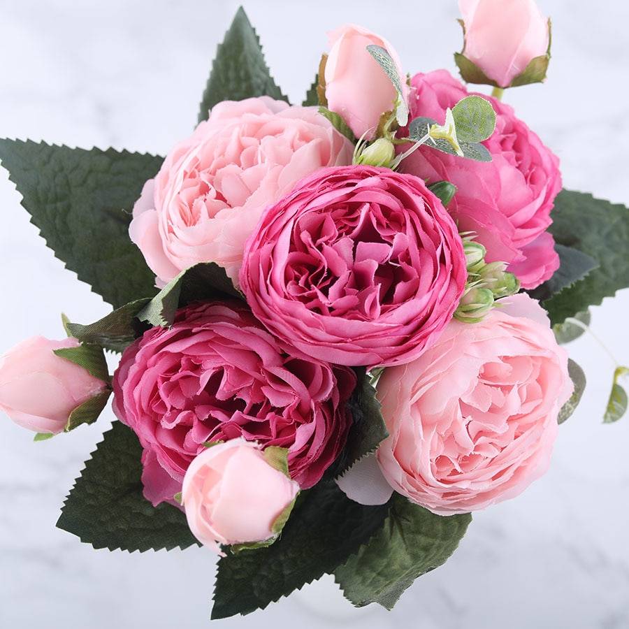 Pink Peony and Rose Home Decor Artificial Flowers Bouquet Decor Home & Garden cb5feb1b7314637725a2e7: Big Red|Black|Blue|Light Purple|Pink|Pink Champagne|Pink Red|Purple|Red|White|White Green|Yellow