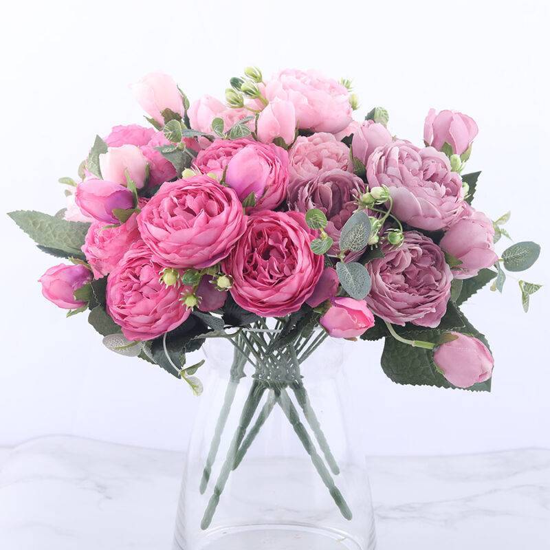 Pink Peony and Rose Home Decor Artificial Flowers Bouquet Decor Home & Garden cb5feb1b7314637725a2e7: Big Red|Black|Blue|Light Purple|Pink|Pink Champagne|Pink Red|Purple|Red|White|White Green|Yellow