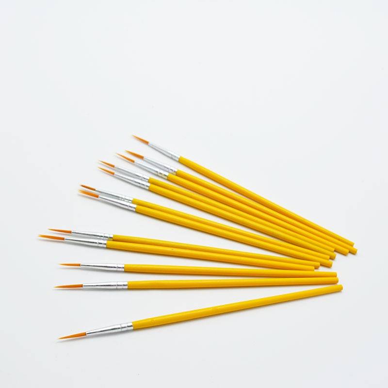 Yellow Design Hook Line Brush 10 Pcs Set